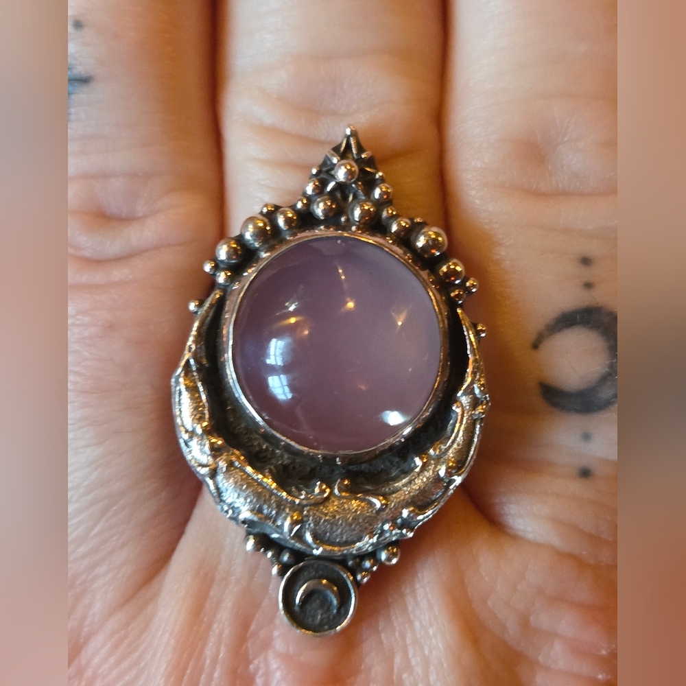 DarkFawn Lunar Dew Purple Chalcedony Ring - Picture 10 of 11